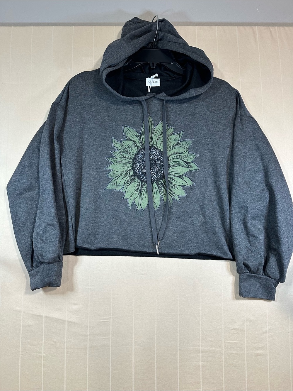 NWT Altar'd State x Le Lis Sunflower Cropped Hoodie Charcoal Grey - S